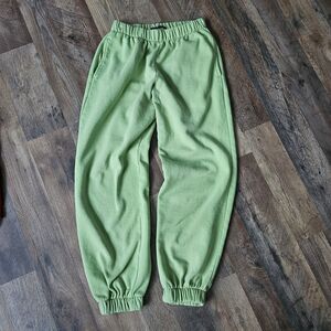 BRANDY MELVILLE Bright Green Cotton Fleece High Rise Jogger Sweatpants O/S